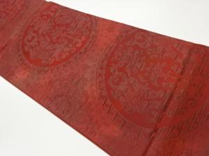 ふくれ織丸文に抽象模様織出し袋帯